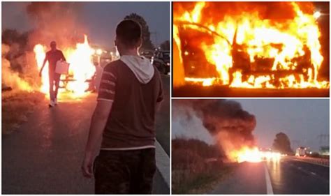 O Ma In A Luat Foc N Mers Pe Autostrada Bucure Ti Pite Ti