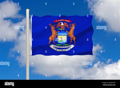 The Flag Of Michigan State Usa Studio Stock Photo Alamy