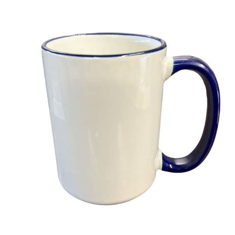 15 Ounce Custom Coffee Mugs Blue Rim And Handle Fdmugs