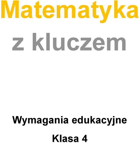 Matematyka Z Kluczem Wymagania Edukacyjne Klasa 4 PDF Darmowe Pobieranie