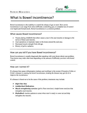 Fillable Online Bowel Incontinence Is The Inability To Control The