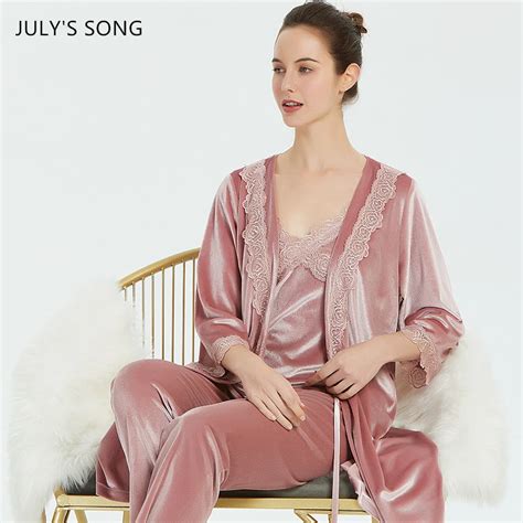 July S Lied Stuks Pyjama Set Vrouw Herfst Winter Velvet Warm