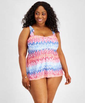 Becca ETC Plus Size Joshua Tree Tie Strap Tankini Top Hipster Bikini