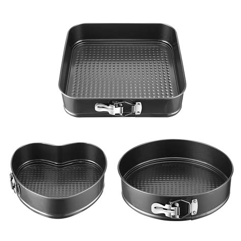 Cake Pans (3 Sizes) Nonstick Round Cake Pan Set Leak-Proof Springform ...