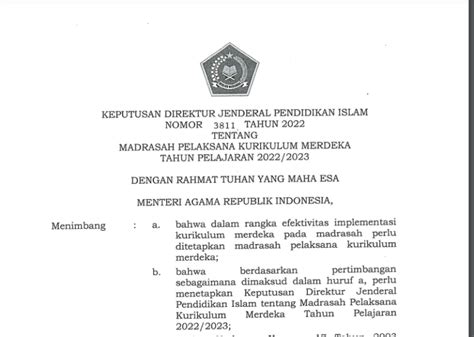 Download Sk Implementasi Kurikulum Merdeka Madrasah Tahun 2022 2023 Bysnis