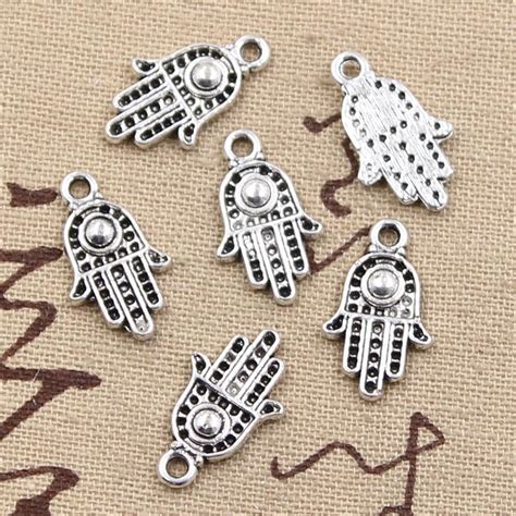 Hroryn 25pcs Charms Hamsa Palm Fatima Hand Protection DIY Tibetan