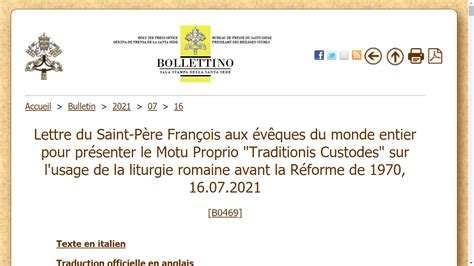 Lettre Apostolique En Forme De Motu Proprio Du Souverain Pontife