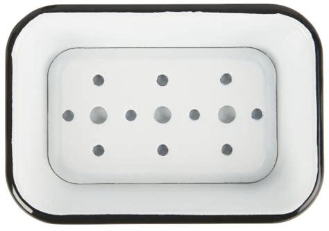 White Enamel 2 Piece Soap Dish With Black Edging Culture Trend