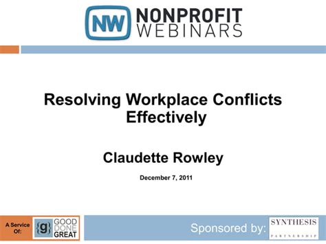 Resolving Workplace Conflicts Effectively Ppt