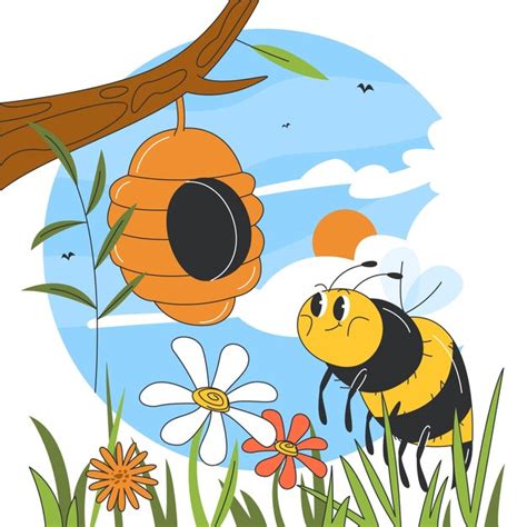 Ilustraci N De Abeja De Dibujos Animados Dibujados A Mano Vector Premium