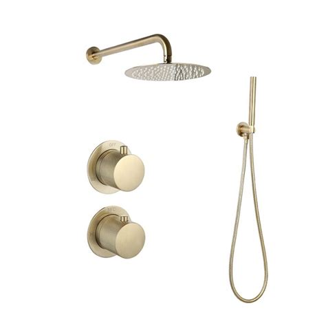 Doucheset Box Douchekop 25 Cm Rond Goud Geborsteld Sani Supply