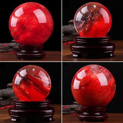 Buy 80mm Red Calcite Quartz Crystal Sphere Ball Healing Stone At