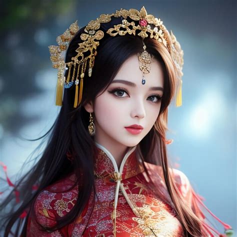 Une Femme En Costume Traditionnel Chinois Avec Une Coiffe Dor E Et Une