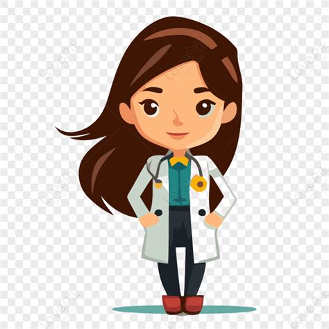 Female Doctor Vector Cartoon Sticker Png Transparent Background And