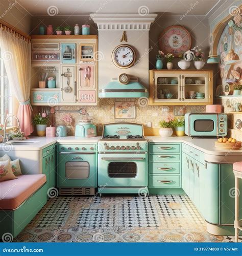 Retro Revival a Kitchen Inspired by the S, Featuring Retro Ap Stock