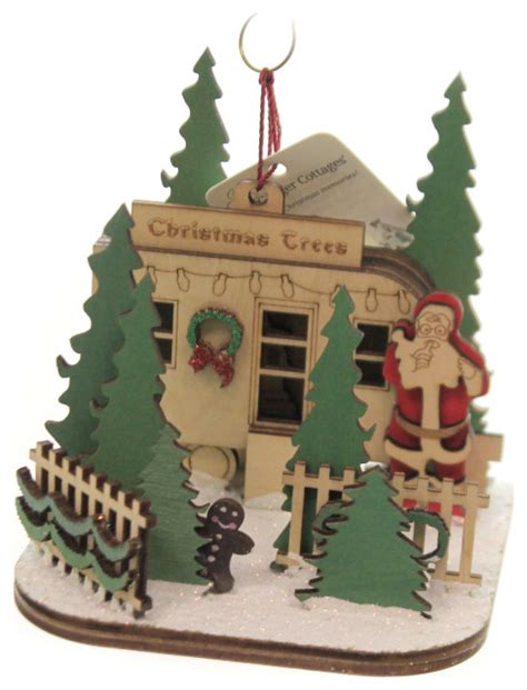 Ginger Cottages Christmas Tree Lot Ornament Santa Trailer 4 In H X 3