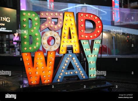 Broadway Sign Lit Up In New York Stock Photo Alamy