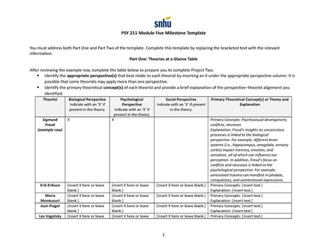 Lifespan 5 2templatemilestone PSY 211 Module Five Milestone Template