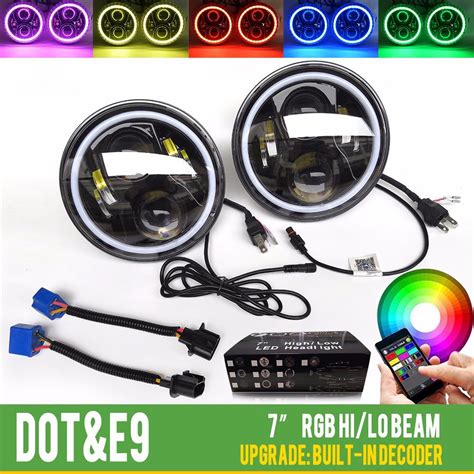 High Low Beam Drl Daytime Running Round Inch Angel Eyes Rgb Led