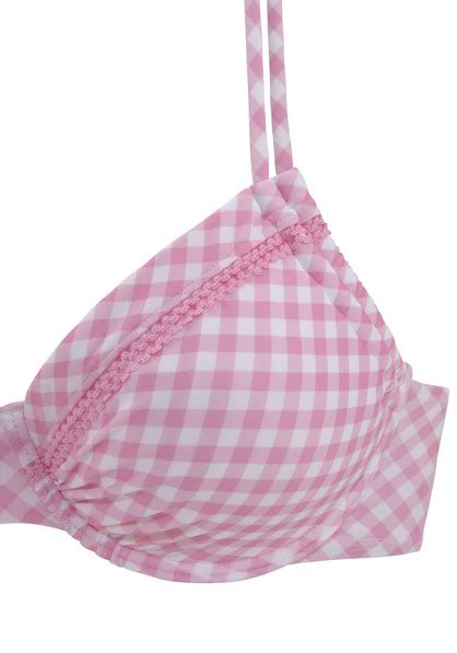 Buffalo B Gel Bikini Top Karo Rosa Kariert Cup B