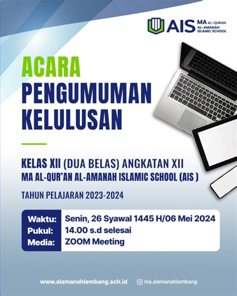 ACARA PENGUMUMAN KELULUSAN KELAS XII MA AL QURAN AL AMANAH ISLAMIC