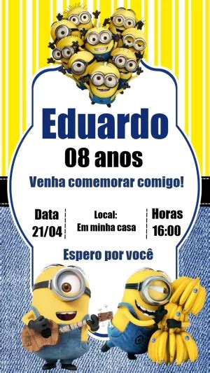 Convite Anivers Rio Minions Edite Gr Tis Nosso Editor Online