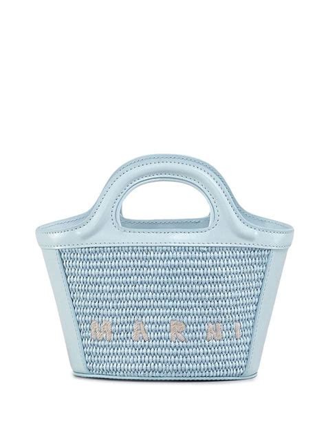 Marni Tropicalia Micro Raffia Tote Bag In Blue ModeSens