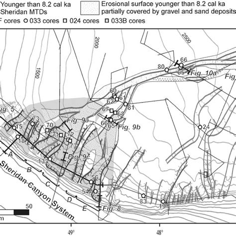 Bathymetric Map Of Orphan Basin Showing The Location Of The Cores And