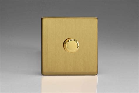 Varilight Flat Plate Screwless Brushed Brass 1 Gang 2 Way Push On Off