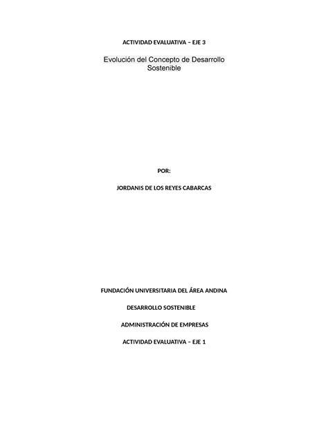 Actividad Eje 1 Desarrollo Sostenible Actividad Evaluativa Eje 3