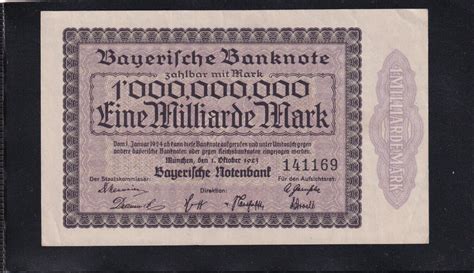 Bayern Bayerische Notenbank 1 Mrd Mark 1923 Länderbank BAY 17 EF