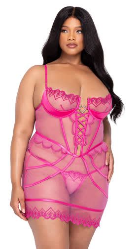 Plus Size Flora Lace Chemise Set Plus Size Open Back Chemise Set