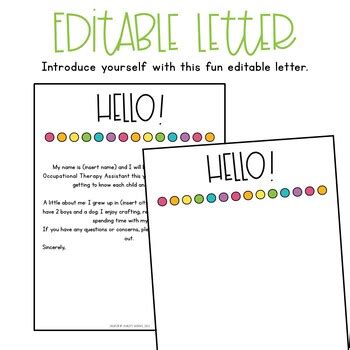 Meet The COTA Certified Occupational Therapy Assistant Editable Letters