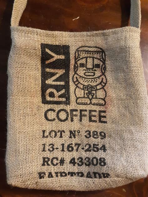 Upcycled Reuseable Burlap Coffee Bag Tote Recycled Medium Shopping