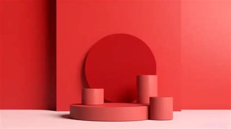 Modern Red Geometric Product Podium In D Render Background D Podium