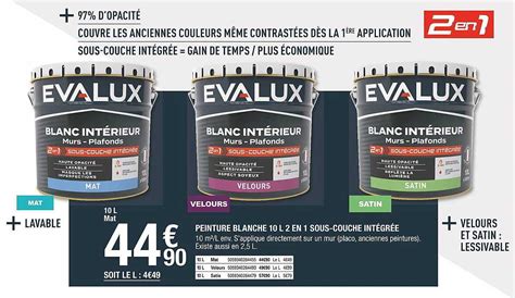 Promo Peinture Blanche L En Sous Couche Int Gr E Evalux Chez