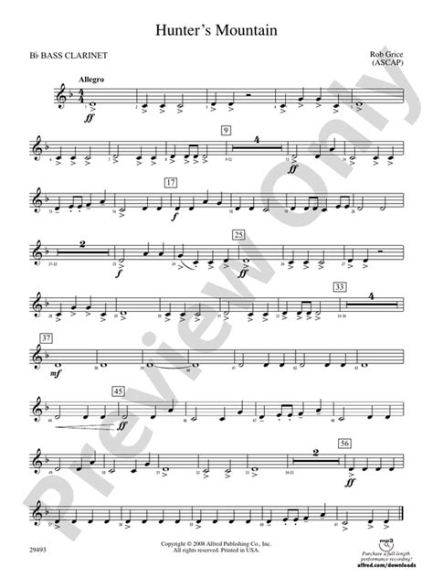 Hunter's Mountain: B-flat Bass Clarinet: B-flat Bass Clarinet Part - Digital Sheet Music Download
