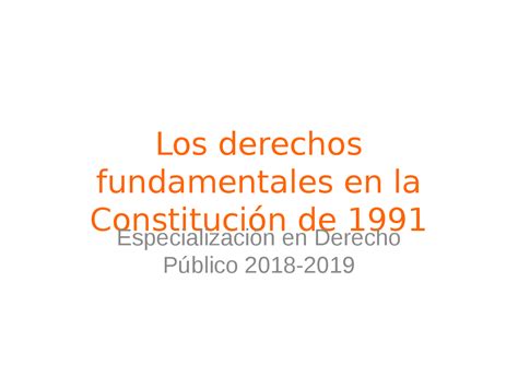 Los Derechos Fundamentales En La Constitución De 1991 Docsity