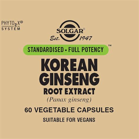 Solgar Korean Ginseng Root Extract 60 Vegetable Capsules