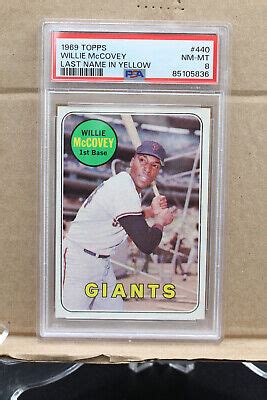 1969 Topps Set Break 440 Willie McCovey Last Name In Yellow PSA 8 NM