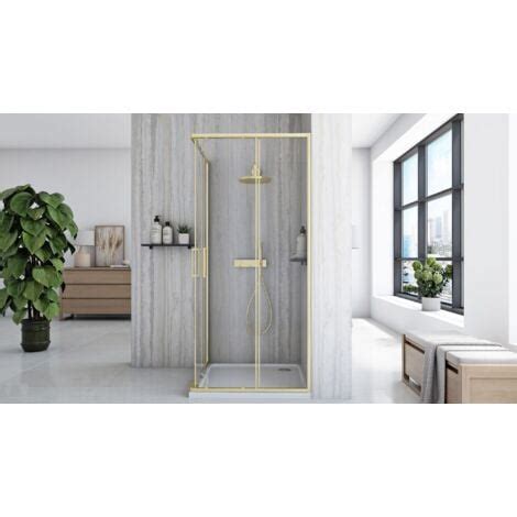 CABINE DE DOUCHE REA CITY 90X90 GOLD BRUSH RECEVEUR SAVOY NOIR 90X90