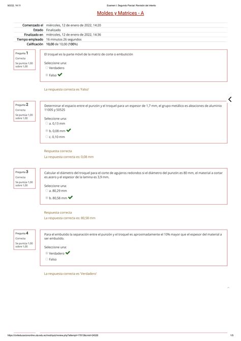 Solution Examen I Segundo Parcial Revisi N Del Intento Studypool