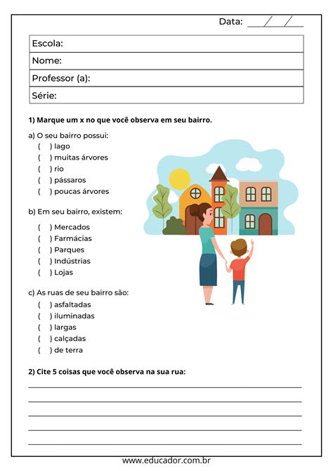 Atividades Sobre Ruas E Bairros Para Ano Educador