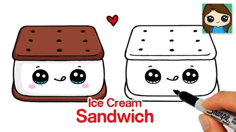 How To Draw An Ice Cream Sandwich Easy Youtube