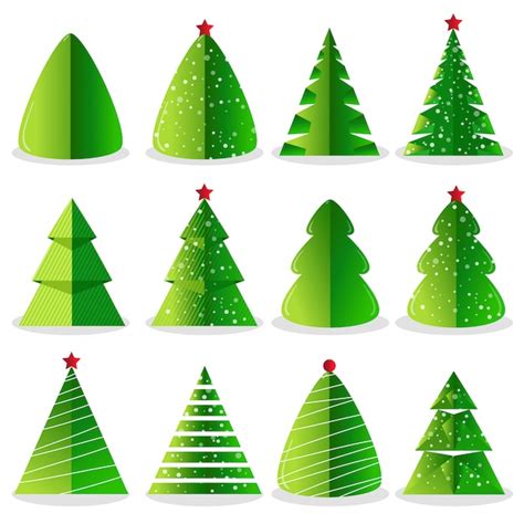 Conjunto de árbol de navidad verde Vector Premium