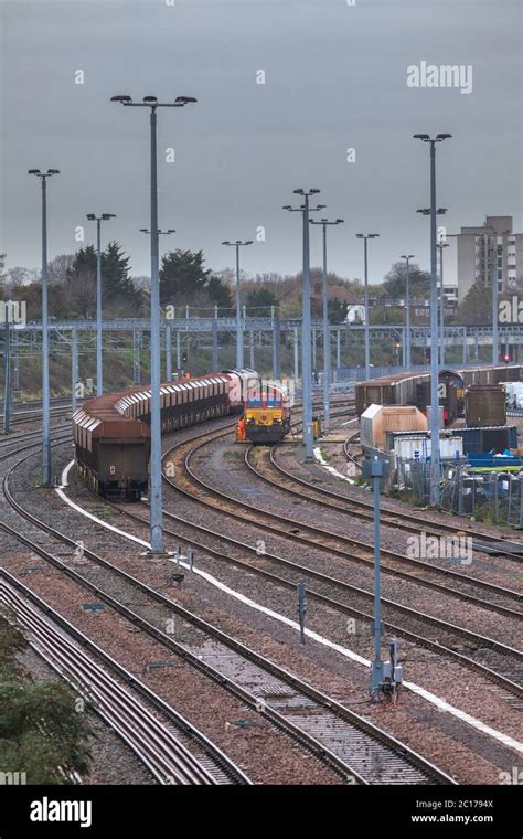 DB cargo rail UK class 66 locomotive being refuelled at Acton Yard ...