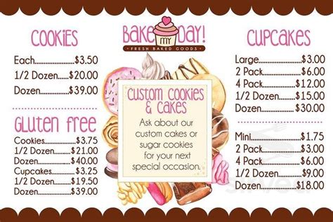 BAKE MY DAY menu in Ontario, Ohio, USA