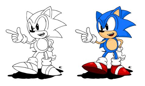 Classic Sonic Lineart Coloured By Comet12864 On Deviantart