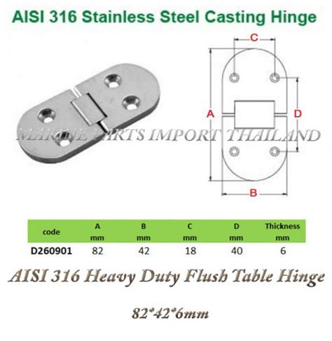 Aisi 316 Stainless Steel Heavy Duty Flush Table Hinge 82426mm