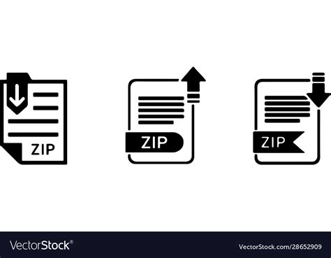 Zip File Icon Isolated On White Background Vector Image